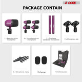 5 Core Drum Microphone Kit 7 Piece All Metal Drummer Instrument Mics Tom/Snare & Cymbals Set