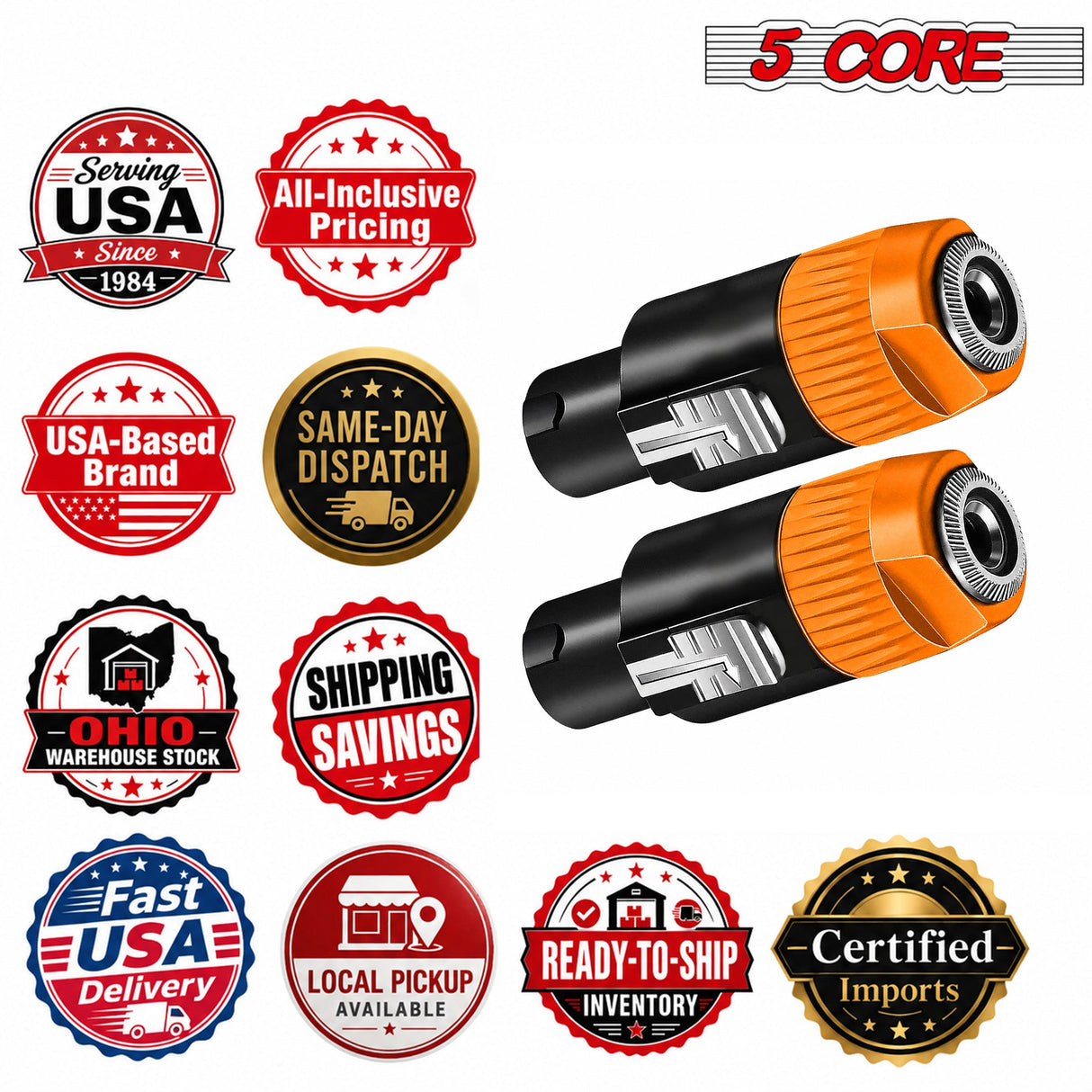 5 Core Speakon Adapter High Quality Audio Jack Male Audio Pin Speaker Adapter Connector