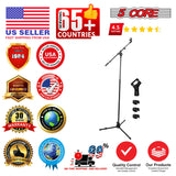 5 Core Mic Stand 2Pcs Adjustable 82" Microphone Stands Floor w 180° Telescoping Metal Boom Arm