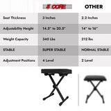 5 Core Keyboard Bench X Style Piano Stool Heavy Duty Adjustable Keyboards Chair Black