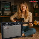 5 Core Guitar Amp 50 Watt  Electric Amplifier w Built in 8" Speaker Portable Mini Amps w Aux