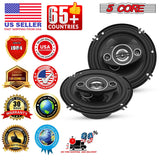 5Core Coaxial Car Door Speakers 6” 4Pcs 500W 4Ohm 2 Way Component Subwoofer Audio w Super Tweeter