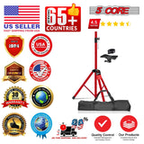 5 Core Speaker Stand Pair Adjustable PA DJ Tripod Stands Heavy Duty w 35mm Insert 132 Lbs Capacity