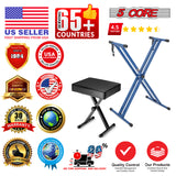 5 Core Keyboard Stand Piano Bench Combo Adjustable Key Board Stands 3" Padded Musician Chair Set
