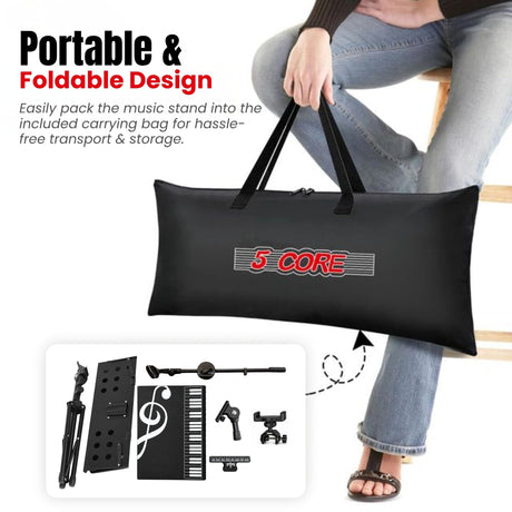 5Core Music Stand Height Adjustable Desktop Book Stands w Mic Mobile Holder