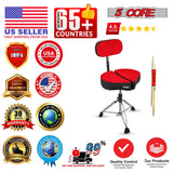 5Core Drum Throne Padded Guitar Stool Backrest Drummer Seat for Adults & Kids