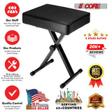 5 Core Keyboard Bench X Style Piano Stool Heavy Duty Adjustable Keyboards Chair Black