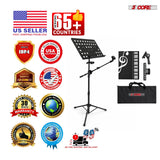 5Core Music Stand Height Adjustable Desktop Book Stands w Mic Mobile Holder