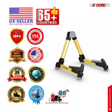 5 Core Guitar Stand Adjustable A Frame Shape w Rubber Pad Arms Supports Acoustic Electric Bass Gold