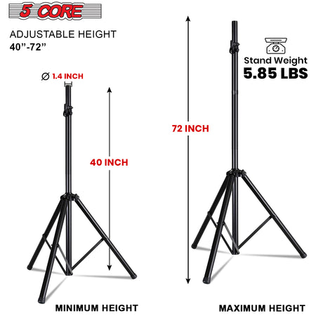 5 Core Speaker Stand Tripod Heavy Duty Adjustable 72" Universal Mount for PA DJ Studio w Bag