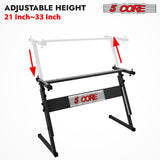 5 Core Keyboard Stand Adjustable 21 - 33" Z Style Metal Electric Piano Riser 330Lb Capacity Foldable