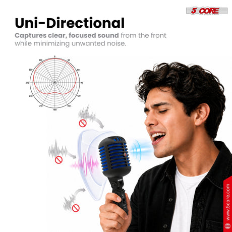 5Core Vintage Microphone Classic Dynamic Professional XLR Studio Retro Style Mic Blue