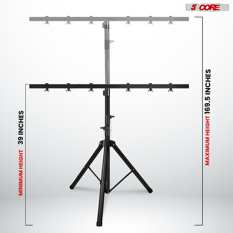 5Core DJ Light Stand Stage Lighting Truss System Height Adjustable Heavy Duty T bar Mount