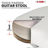 5 Core Guitar Stool w Backrest 3.15" Padded Chair Foldable Music Seat Built in Foot Rest Guitar Stand