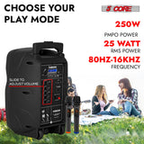 5Core 8 inch PA Portable Bluetooth Party Speaker Karaoke Boombox + 2 Wireless Mics 2 Pieces
