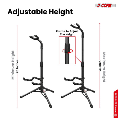 5 Core Guitar Stand Floor Adjustable Heavy Duty w Neck Holder for Acoustic Electric Classic Bass
