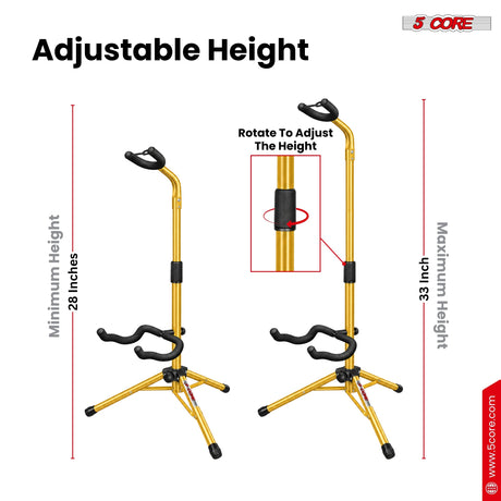 5 Core Guitar Stand Floor Adjustable Heavy Duty w Neck Holder for Acoustic Electric Classic Bass