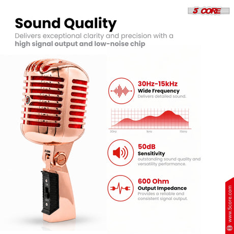 5Core Vintage Microphone Classic Dynamic Professional XLR Studio Retro Style Mic COPPER