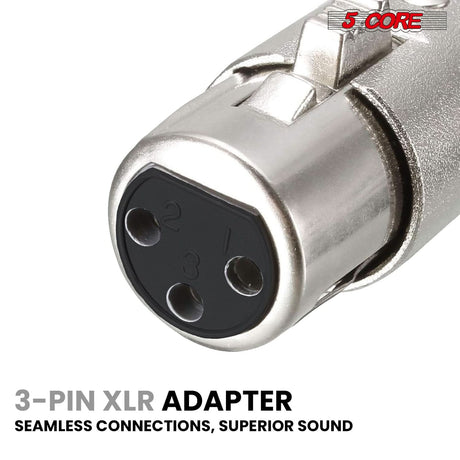 5Core XLR Connector Male Female to 1/4 Audio Jack 3 Pin Secure Mic Plug w Locking Ends 10 PAIR
