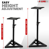 5 Core Speaker Stand 2Pc Heavy Duty Adjustable Telescoping Height 59.5" Triangle Base 100Lb Capacity