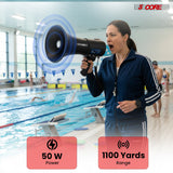 5 Core Megaphone 50W Bluetooth Rechargeable Bullhorn 1100 Yards Loud Siren for Soccer Baseball Coach
