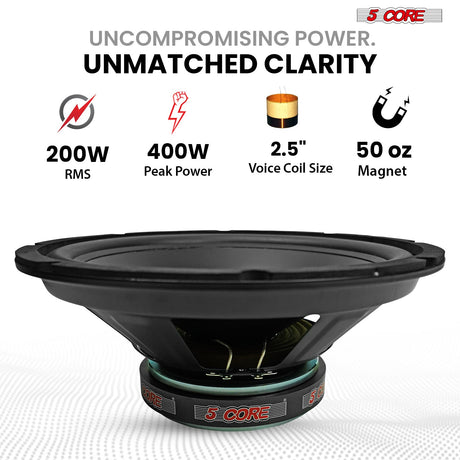 5 Core 12 Inch Woofer Pair 400W Car Subwoofer 4Ohm Replacement Deep Sub w Poly Cone