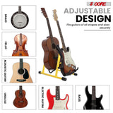 5 Core Double Guitar Stand A Frame Shape w Foam Arms Supports Acoustic Electric Bass Ukulele Banjo