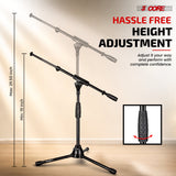 5 Core Mic Stand Floor Adjustable Short Tripod Microphone Stands w Telescoping Boom Arm