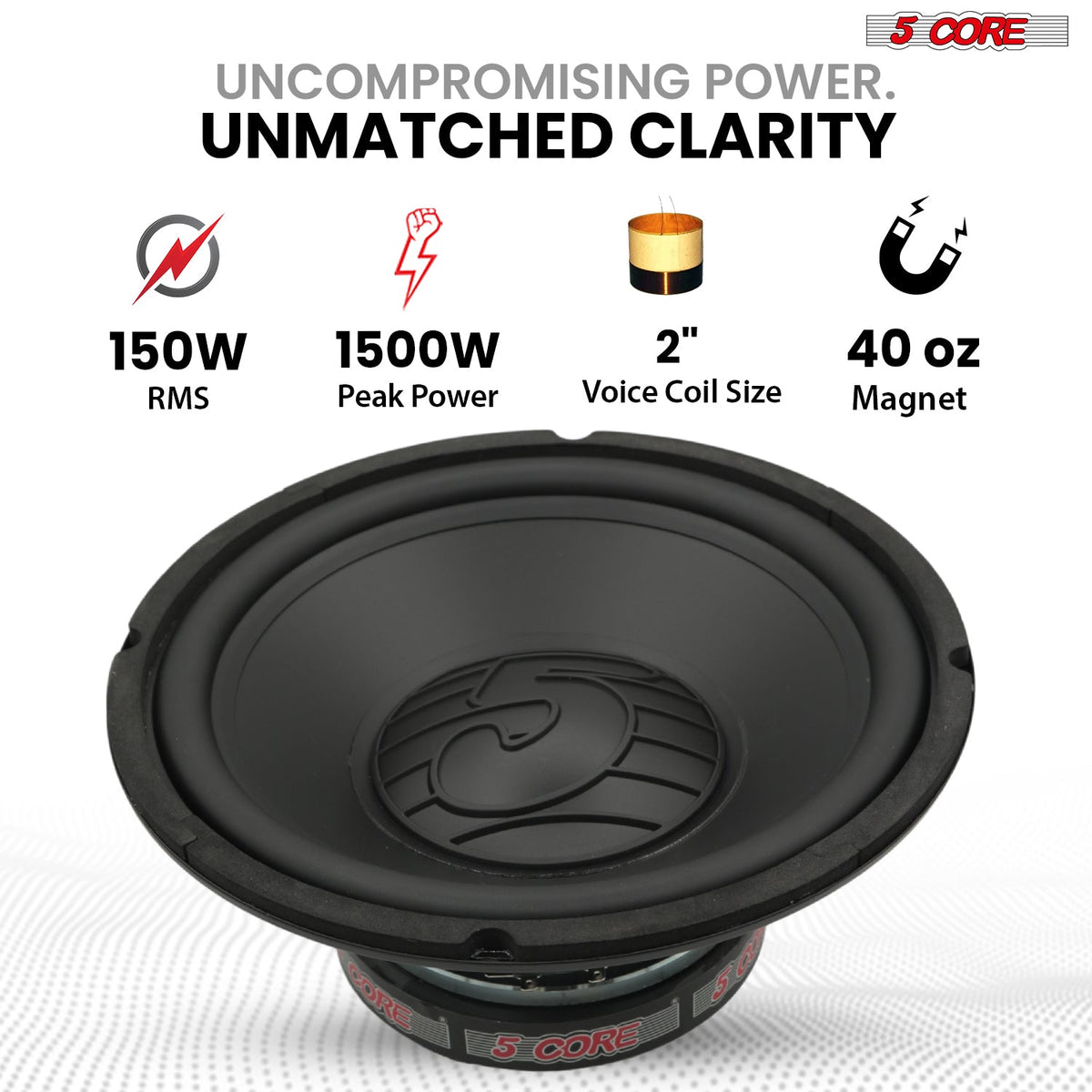 5 Core Car Subwoofer 10 Inch Speaker 300W Loud Audio 4Ohm Deep Bass Woofer