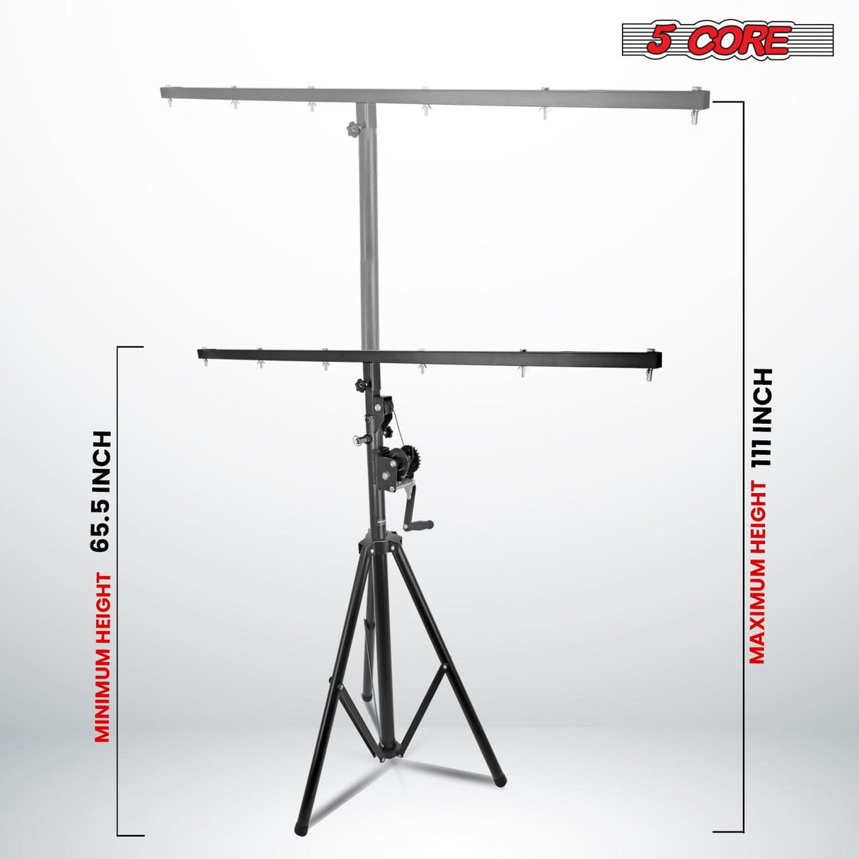 5Core DJ Light Stand Stage Lighting Truss System Hand Crank Up Height Adjustable 65.5 to 111"