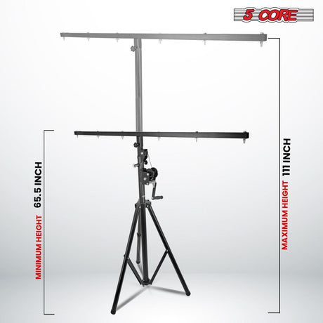 5Core DJ Light Stand Stage Lighting Truss System Hand Crank Up Height Adjustable 65.5 to 111"