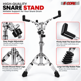 5 Core Drum Practice Pad Set 12" Snare Drumming Stand 2 Sided Drummer Kit