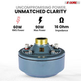 5 Core Compression Driver 2" Horn Tweeter 600W Titanium Diaphragm 16 Ohms 18 TPI All Weather Use
