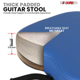 5 Core Guitar Stool 3.15" Padded Chair Foldable Music Seat w Built in Foot Rest Guitar Stand
