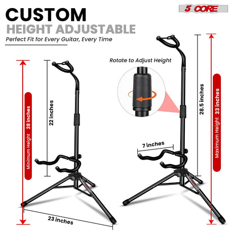 5Core Guitar Stand Pair Floor Folding Holder Soporte Para Guitarra for Acoustic Electric Bass