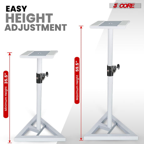 5 Core Speaker Stand Adjustable 59.5" Heavy Duty PA DJ Studio Monitor Stands