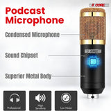 5 Core Podcast Equipment Bundle w Condenser Mic Voice Changer Audio Mixer