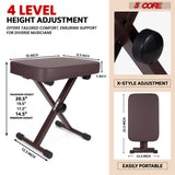 5 Core Keyboard Bench 3 Inch Padded Piano Stool Adjustable 20.5" Guitar Seat Heavy Duty Portable