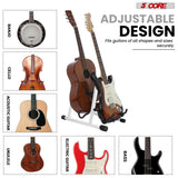 5 Core Double Guitar Stand A Frame Shape w Foam Arms Supports Acoustic Electric Bass Ukulele Banjo
