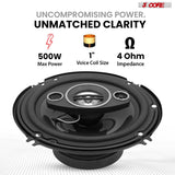 5Core Coaxial Car Door Speakers 6” Pair 500W 4Ohm 2 Way Component Subwoofer Audio w Super Tweeter