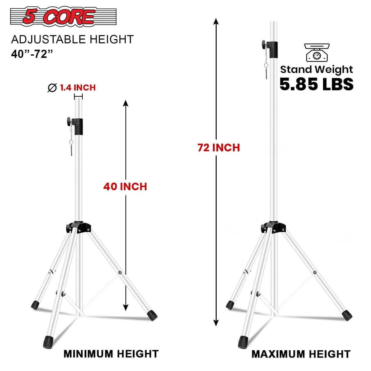 5 Core Speaker Stand Pair Adjustable Heavy Duty PA DJ Tripod Studio Monitor Stands w 35mm Insert