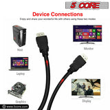 5 Core HDMI Cable High Speed 6 Feet long 18Gbps 2.0 4K Computer Cord at 60 Hertz HDR Compatible