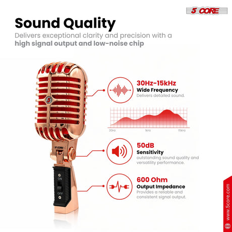 5Core Vintage Microphone Classic Dynamic Professional XLR Studio Retro Style Mic COPPER