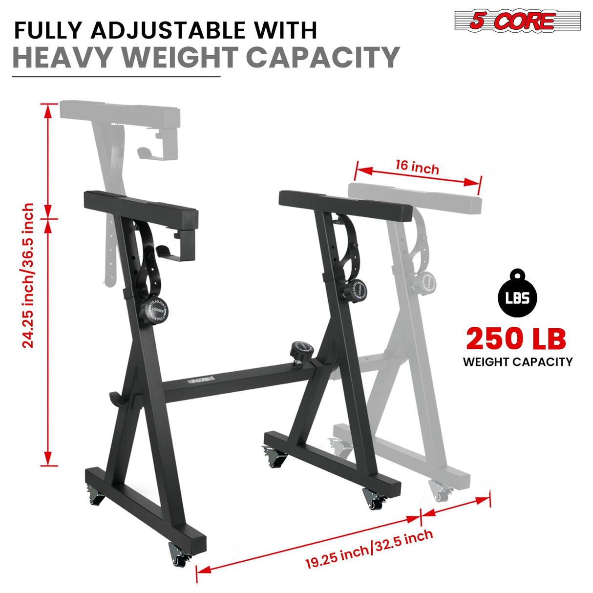 5 Core Keyboard Stand Piano Riser Z Style Adjustable Height 36.5" & Width 32.5” Sturdy Portable