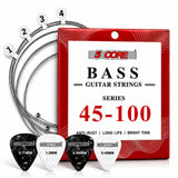 5 Core Bass Guitar Strings Brass Phosphor Bronze Light Gauge Bright Tone 4 String Set