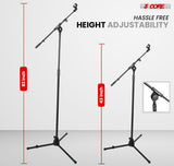 5 Core Mic Stand 2Pcs Adjustable 82" Microphone Stands Floor w 180° Telescoping Metal Boom Arm