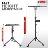 Projector Stand 29.5 to 71 Inch Adjustable Tripod 2 Shelves Portable Laptop Cart w Phone Holder