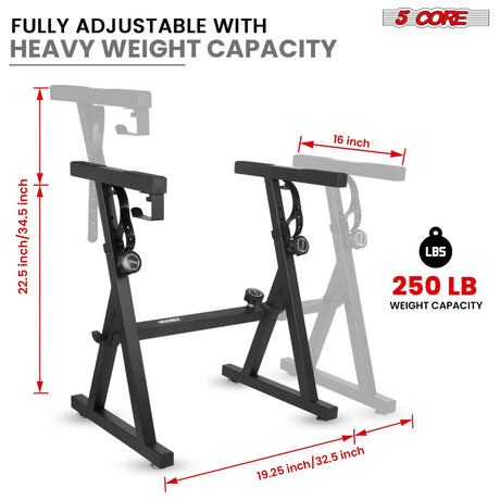 5Core Keyboard Stand Piano Riser Z Style Adjustable Height Width Music Stands for 54 - 88 Key Boards