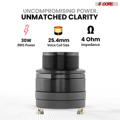 5 Core Super Tweeter 1" 200W Max 4Ohm Neodymium Magnet Titanium Bullet Speaker Horn