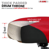 5 Core Drum Throne w Backrest 4" Padded Adjustable 26.5" Drummer Stool w Velvet Top 441Lb Capacity